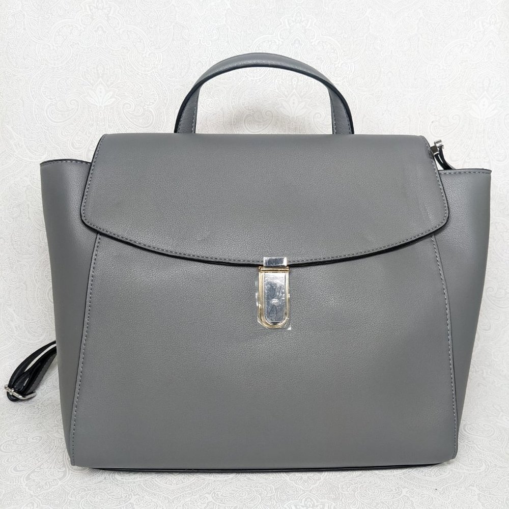 ALFANI mixed metal faux-leather women's backpack crossbody bag - GREY - Picture 3 of 9